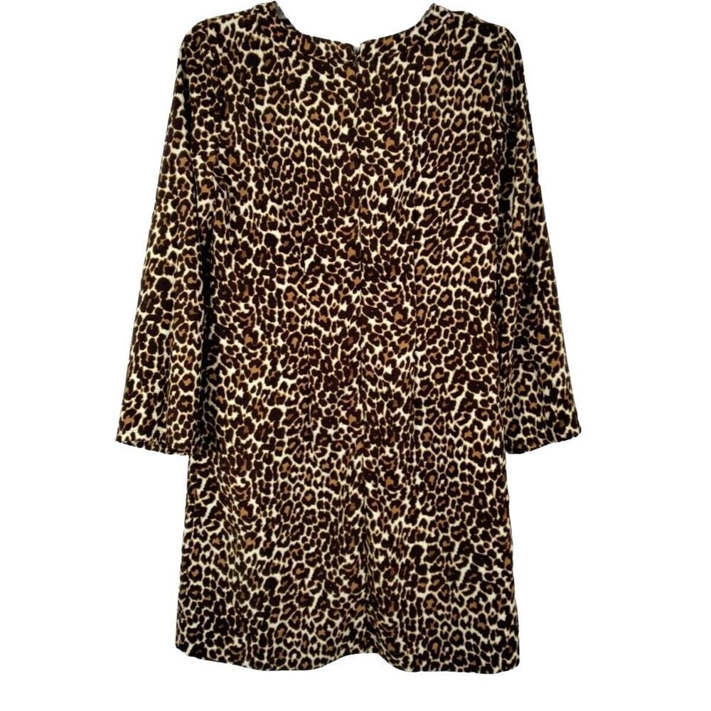 J Crew Factory Womens Size 2 Leopard Print Dress 3/4 Sleeve - Picture 2 of 5